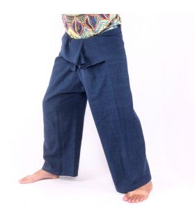 Thai Fischerhose handgewebt - natürliche Farben indigo