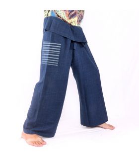 Thai fisherman pants hand woven - natural colors indigo