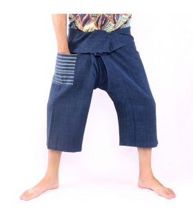 Thai fisherman pants hand woven - natural colors indigo