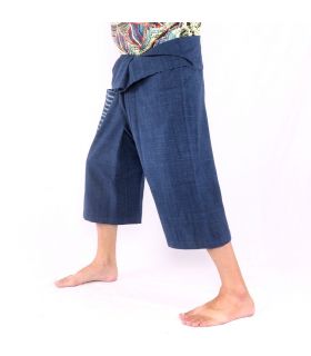 Thai fisherman pants hand woven - natural colors indigo