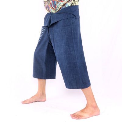 Thai Fischerhose handgewebt - natürliche Farben indigo