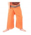 Pantalon de pêcheur thaïlandais avec tresse à motifs - coton - orange