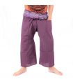 Pantalon de pêcheur thaïlandais avec tresse à motifs - coton - violet