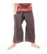 Pantalones de pescador tailandés con patrón trenzado - algodón - marrón oscuro
