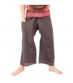 Thai fisherman pants with pattern braid - cotton - dark brown