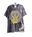 "No Time" Hemp Leaf T-Shirt Size M Stonewashed