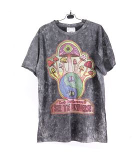 "No Time" Pilze T-Shirt Größe M Stonewashed
