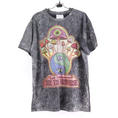 "No Time" Mushroom T-Shirt Size M Stonewashed