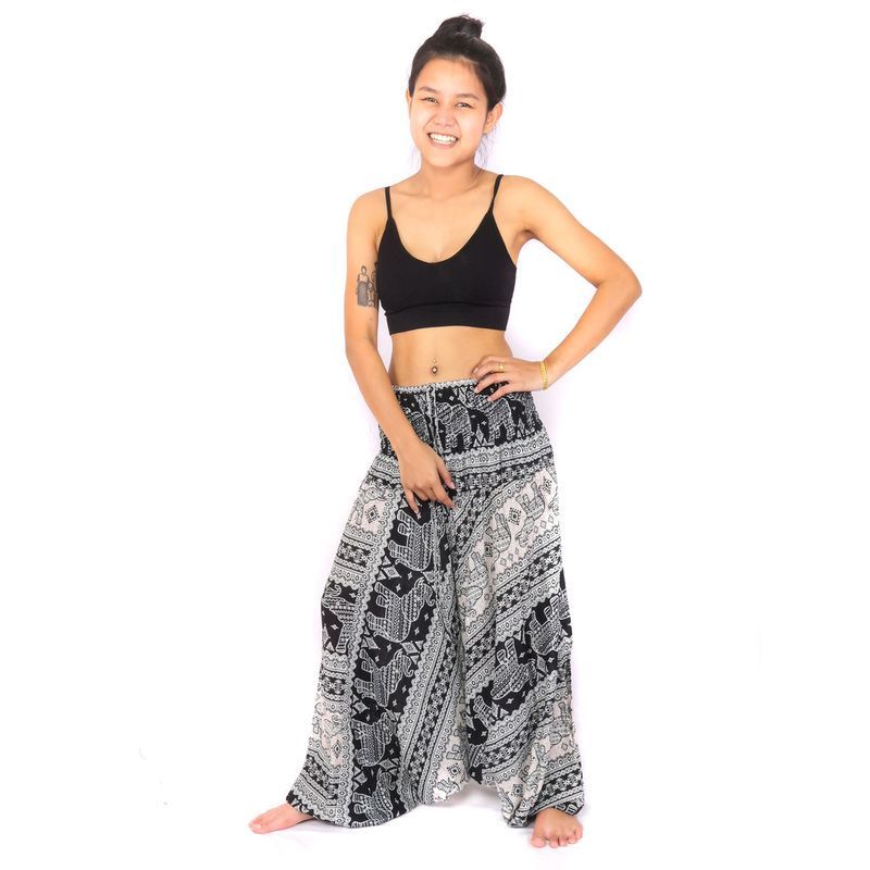Harem pants jumpsuit, onesie, playsuit, romper elephants black