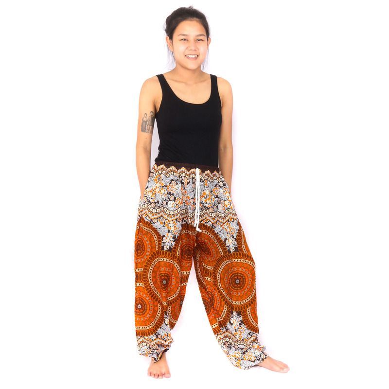 Pantalon sarouel Mandala orange