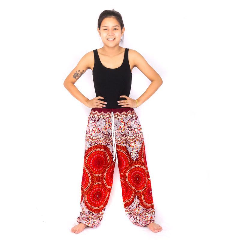 Pantalon sarouel Mandala rouge