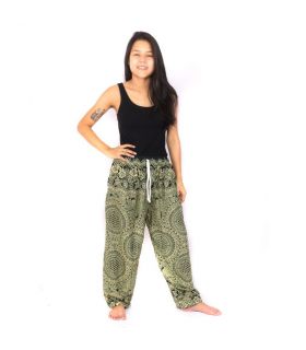 Pantalones de harén verde Mandala