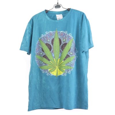 "No Time" Hemp Leaf T-Shirt Size M Stonewashed