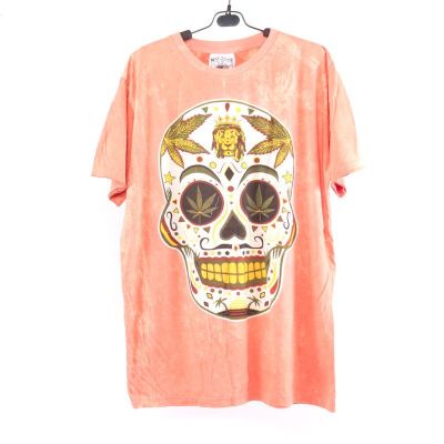 "No Time" Hemp Leaf, Skull, Lion, T-shirt Size M Stonewashed