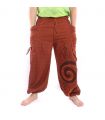 Harem pants for tying Spiral design in heavy cotton