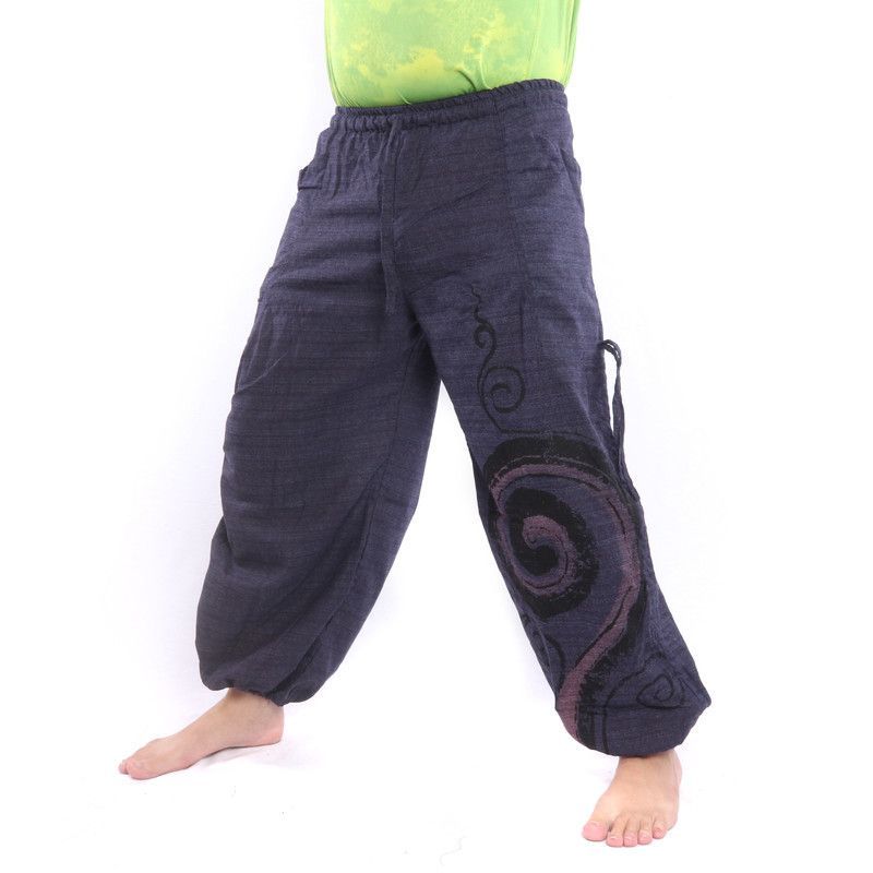 Thai Hippie Hose zum Zubinden Spiral Design aus schwerer Baumwolle