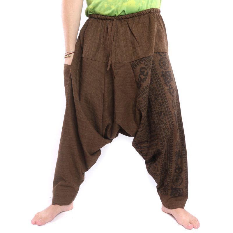 ॐ Aladinhose mit Sanskrit Symbolen Baumwollmix braun
