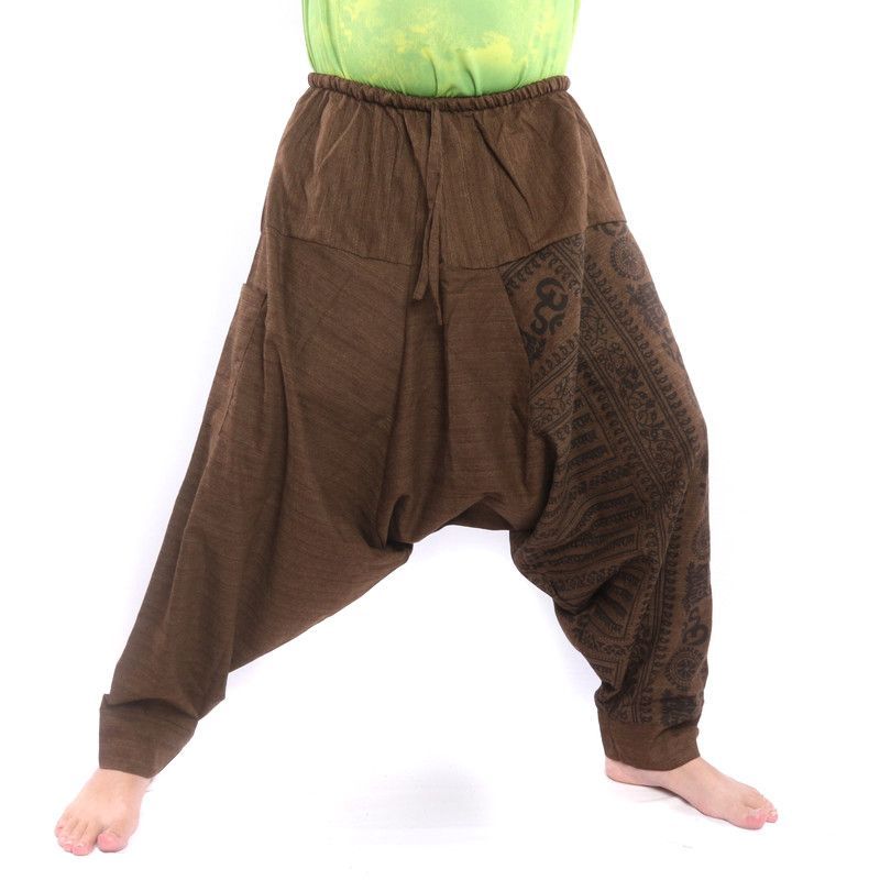 ॐ Aladinhose mit Sanskrit Symbolen Baumwollmix braun