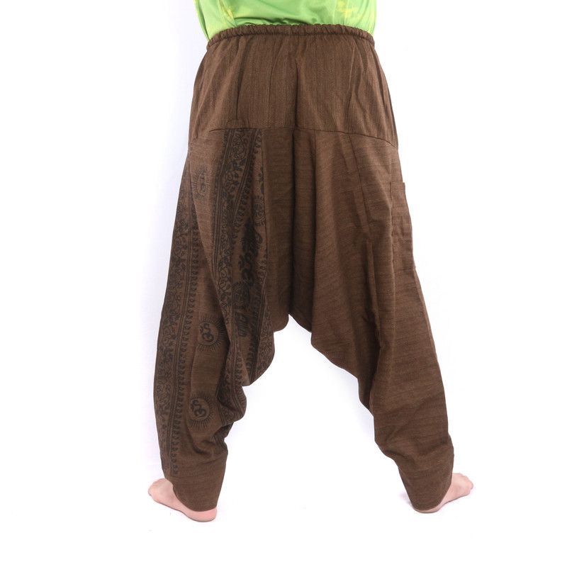 ॐ Aladinhose mit Sanskrit Symbolen Baumwollmix braun
