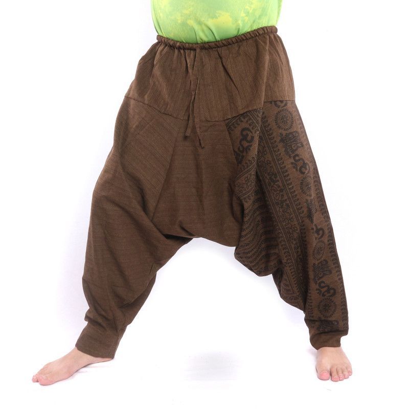 ॐ Aladinhose mit Sanskrit Symbolen Baumwollmix braun