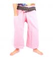 Pantalones de pescador tailandés con borde de patrón de elefante rosa
