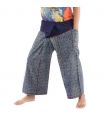 Pantalon de pêcheur thaïlandais de Chiang Mai, coton lourd imprimé indigo