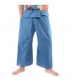 Pantalones de pescador tailandés - mezcla de algodón - azul claro