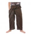 Pantalones de pescador tailandés - mezcla de algodón - marrón