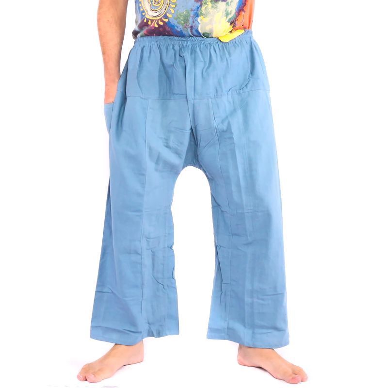 Pantalones casuales de algodón - azul