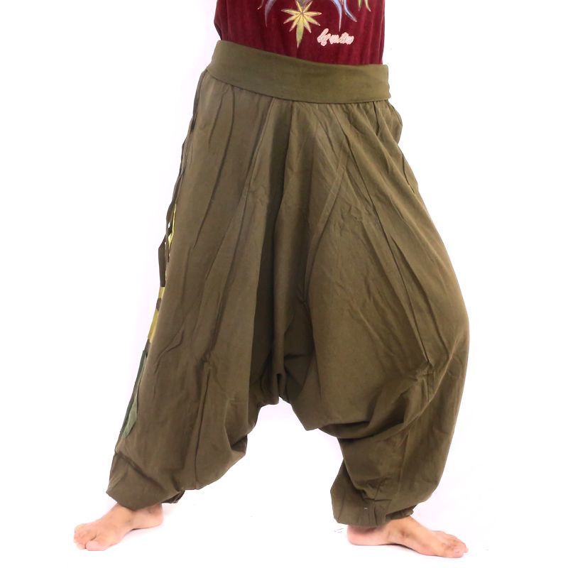 Pantalon sarouel olive, coton