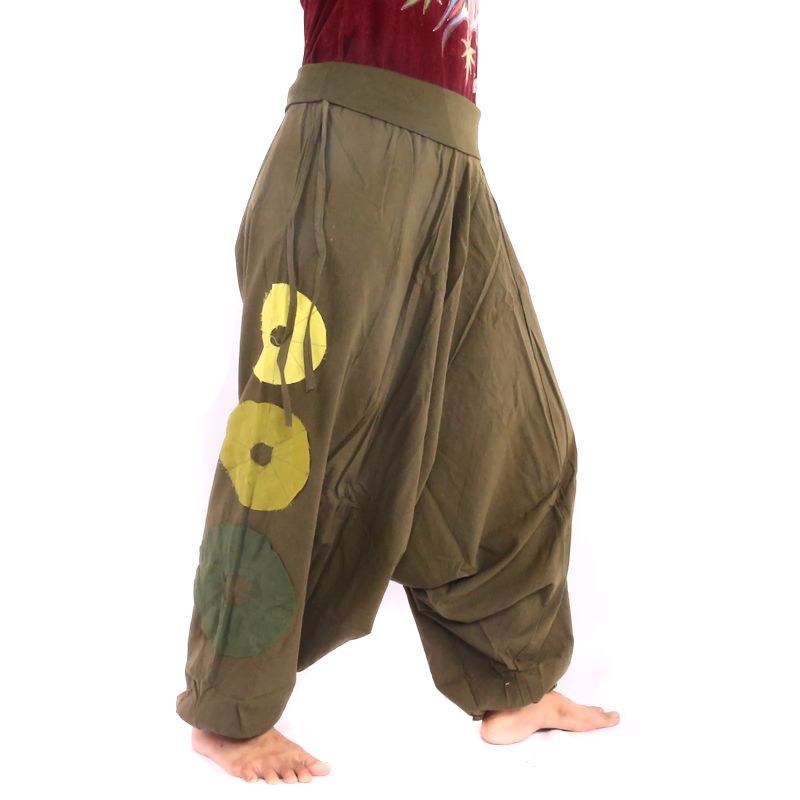 Pantalon sarouel olive, coton