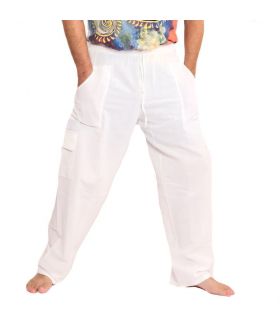 Pantalones casuales de algodón - blanco