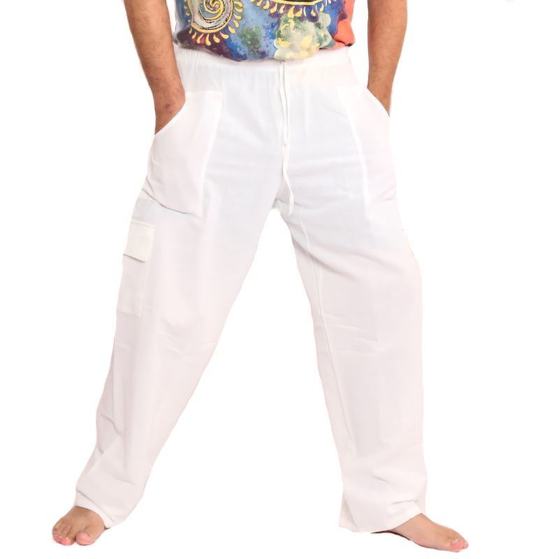Pantalones casuales de algodón - blanco