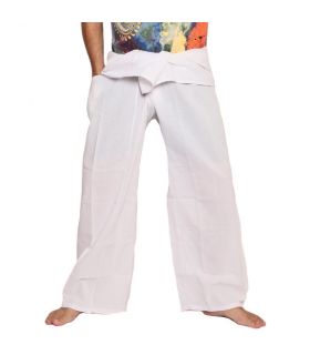 pantalones de pescador - blanco - extra largo - algodón