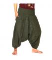 harem pants short for men and women green cotton