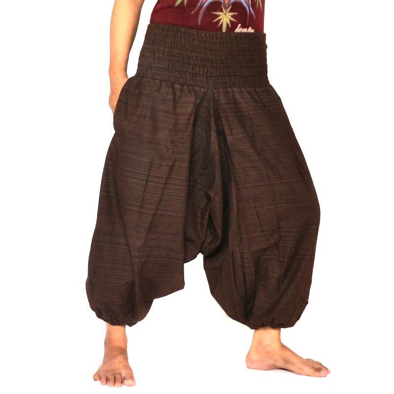 Short harem pants pants cotton mix - brown
