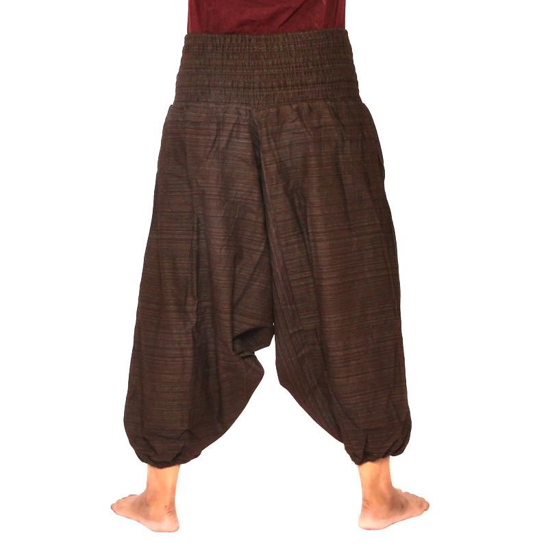 Short harem pants pants cotton mix - brown
