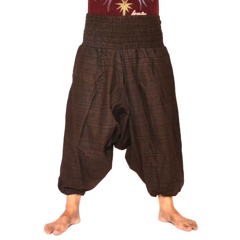 Short harem pants pants cotton mix - brown
