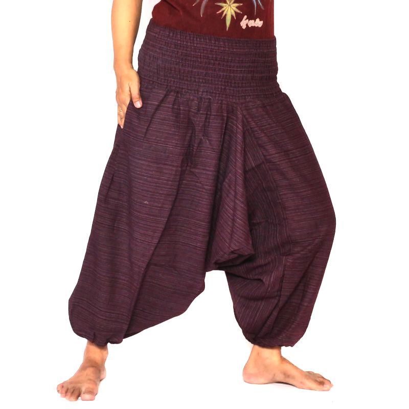 harem pants short for men and women purple cotton