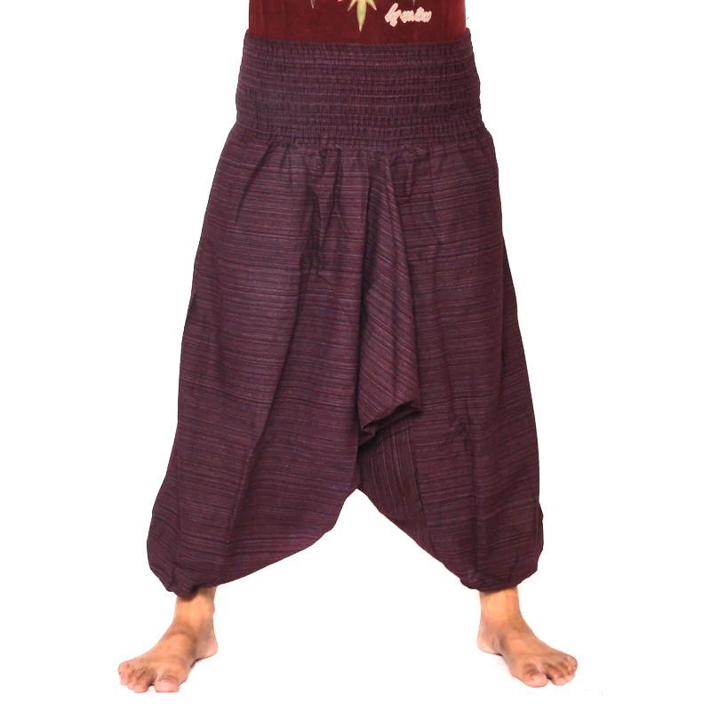 harem pants short for men and women purple cotton