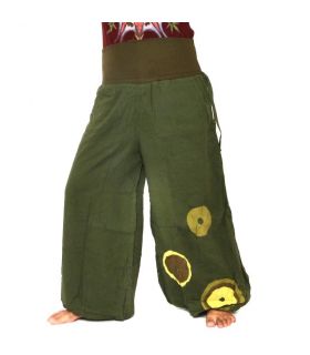 Palazzo pants cotton two-ply - green