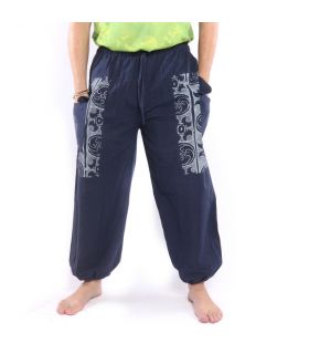 Thai pants dark blue cotton - ethnic print