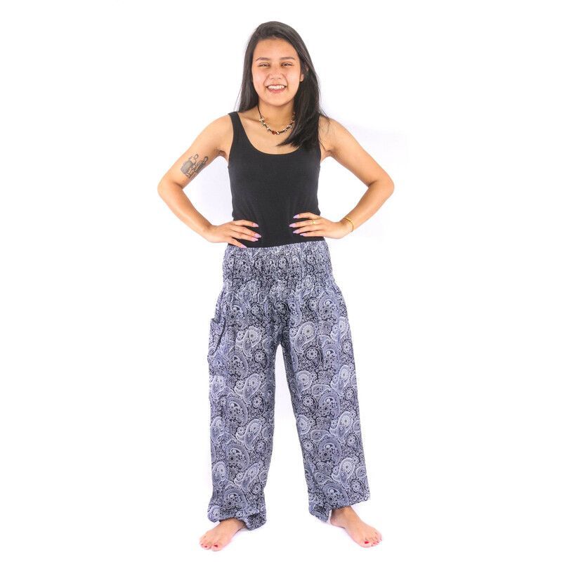 Pantalones de harén paisley, rojo oscuro, azul marino, oliva