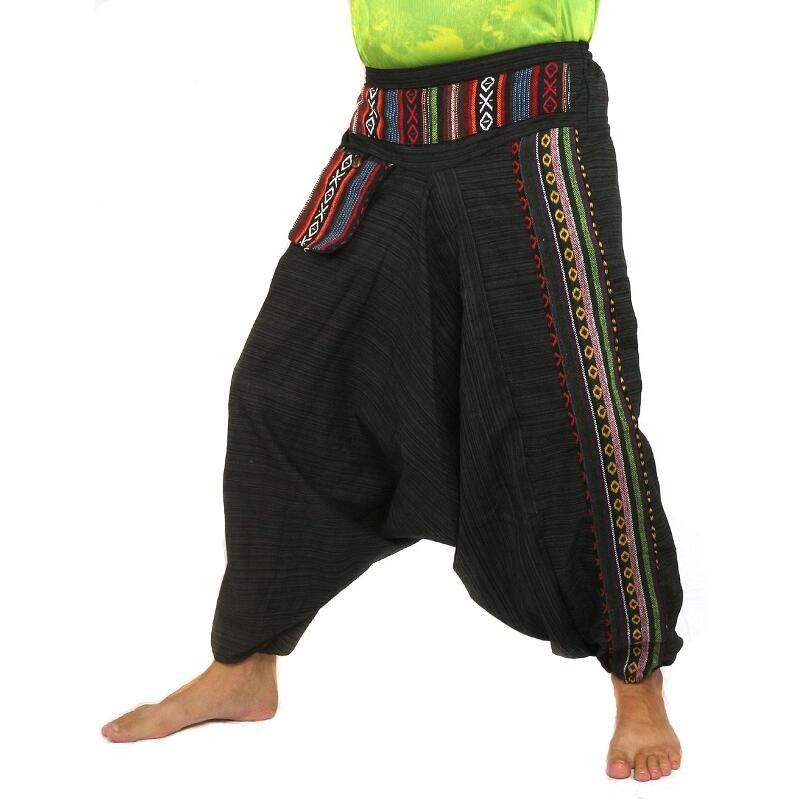 Harem pants ethno embroidery cotton mix