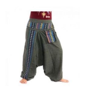 Harem pants ethno embroidery cotton mix