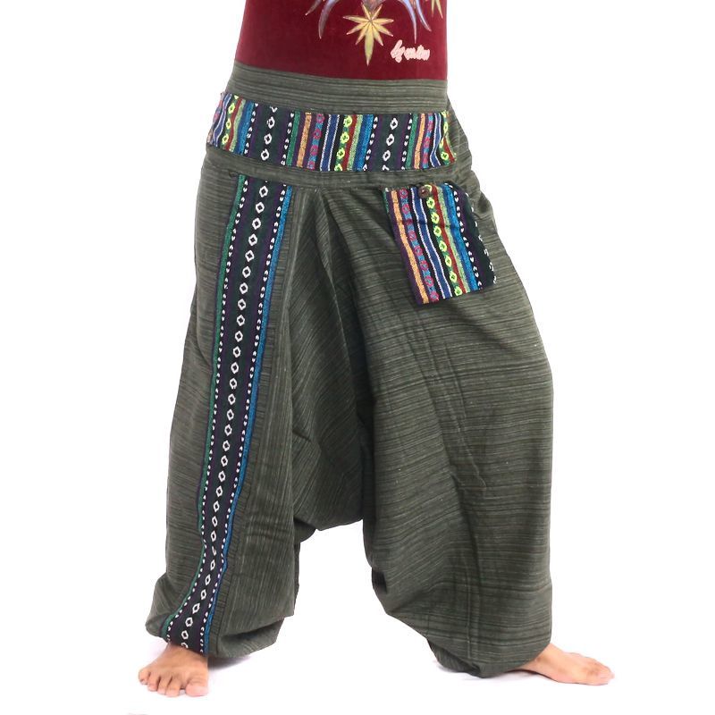 Harem pants ethno embroidery cotton mix