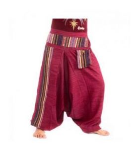 Pantalones de harén mezcla de algodón con bordados étnicos