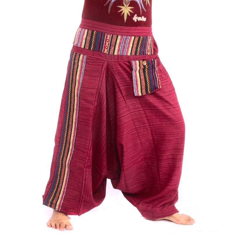 Harem pants ethno embroidery cotton mix