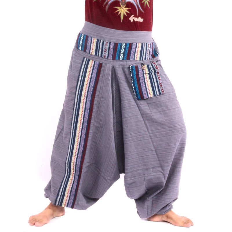 Harem pants ethno embroidery cotton mix