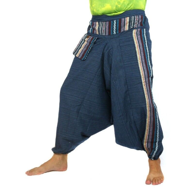 Harem pants ethno embroidery cotton mix